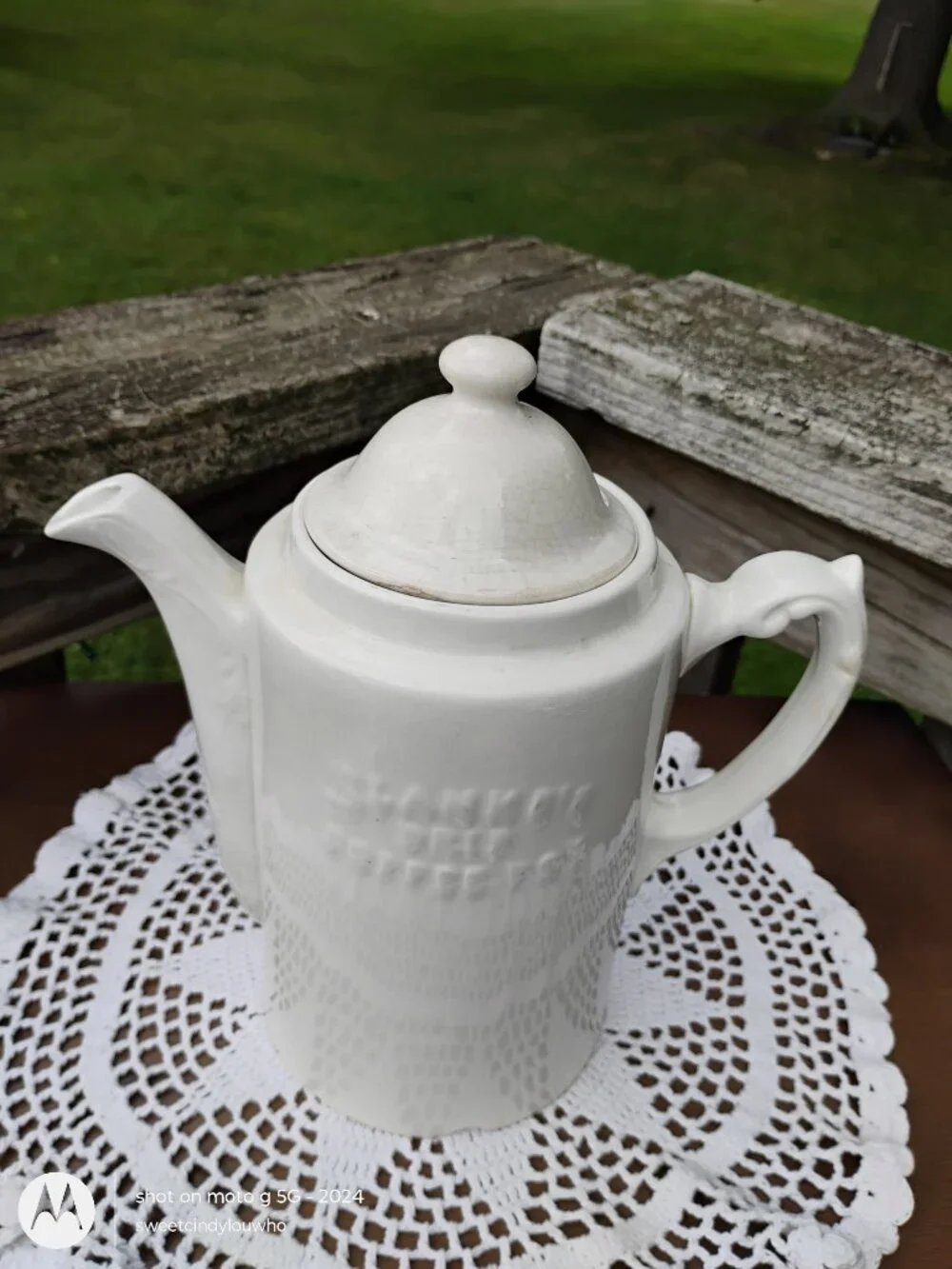 Blanke's Drip Coffee pot antique white ironstone no percolator turn of century